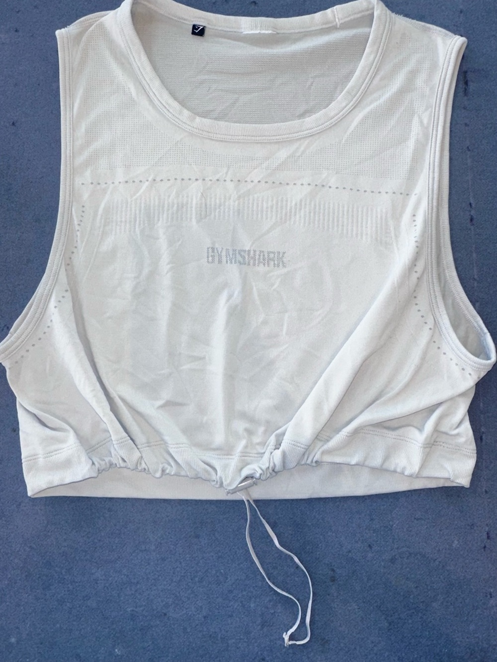 Gymshark White Cropped Drawstring Tank Top